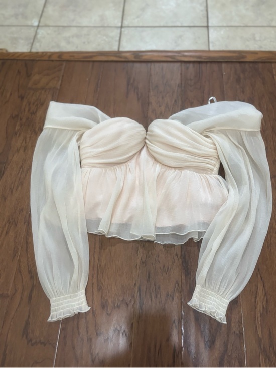 House of Harlow 1960 Tops - House of Harlow 1960 Sheer Puff Sleeve Corset Peplum Top Small Revolve